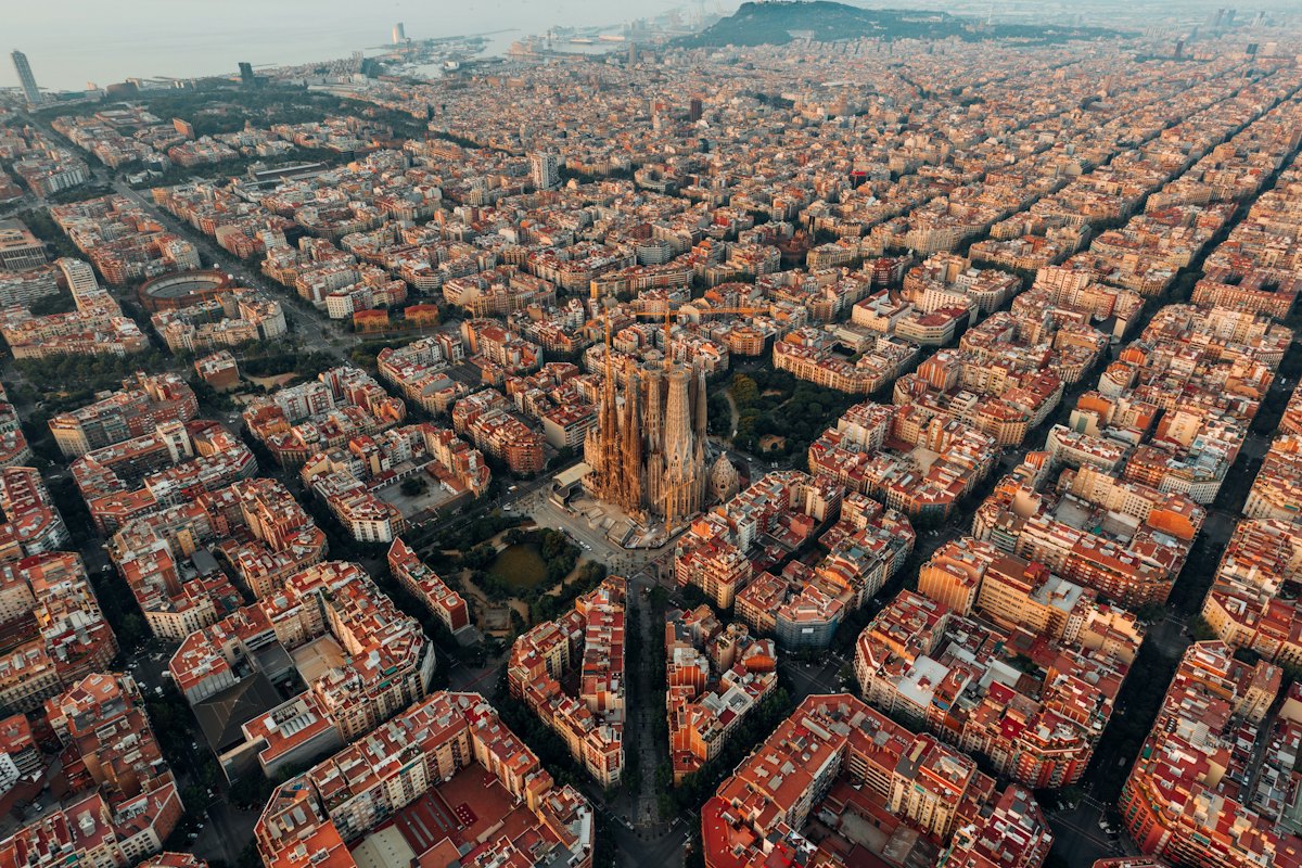 Vue aérienne des immeubles de Barcelone