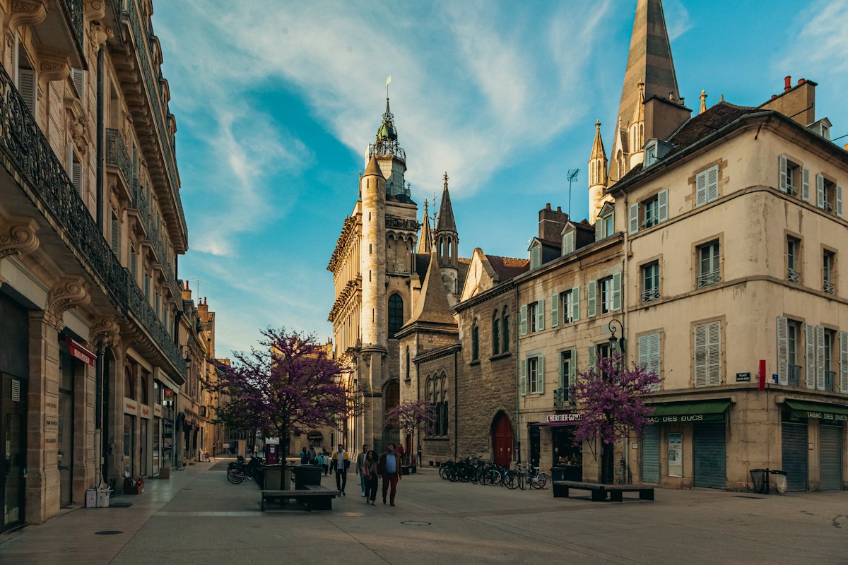 Rue bordée de bâtiments anciens à Dijon